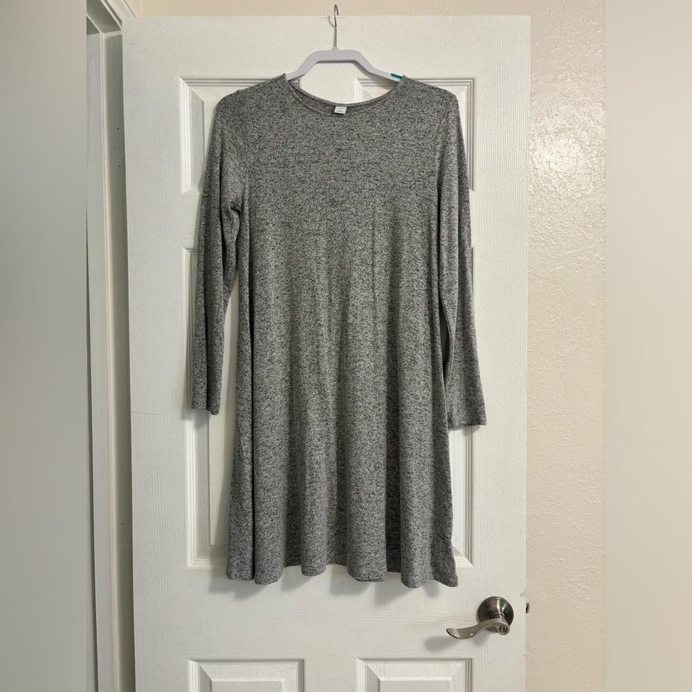 Old Navy Gray A-Line Long Sleeve Dress